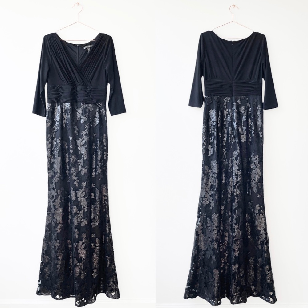 Adrianna Papell Sequin A Line Full Length Dress